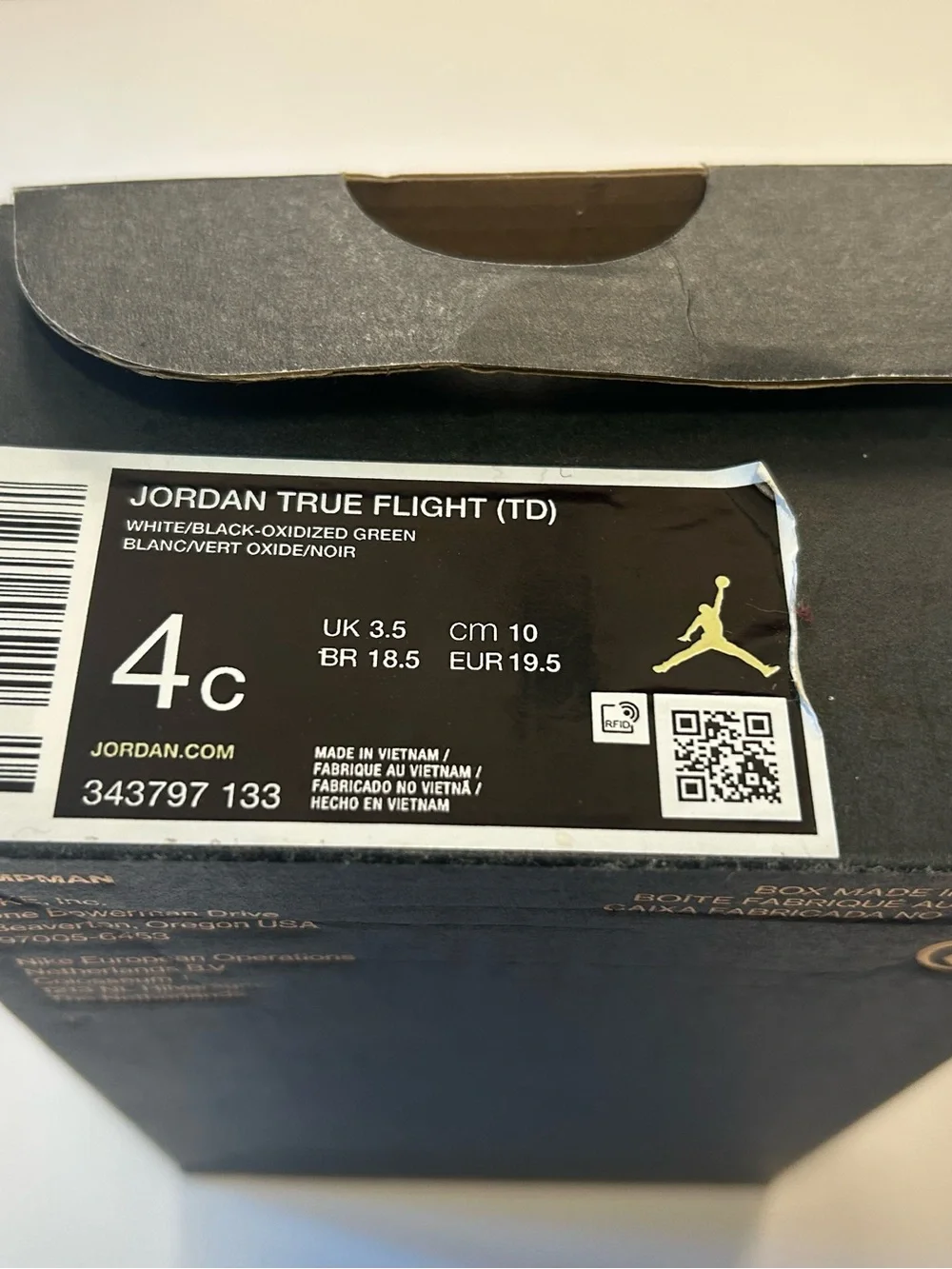 Jordan White and Black Baby High-Top Sneakers
